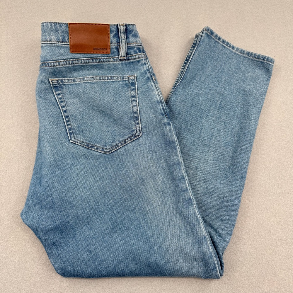 SOLD Bonobos Tailored Fit Light Wash Blue Denim Jeans Mens 33x30 (33x28) Stretch - Picture 2 of 14